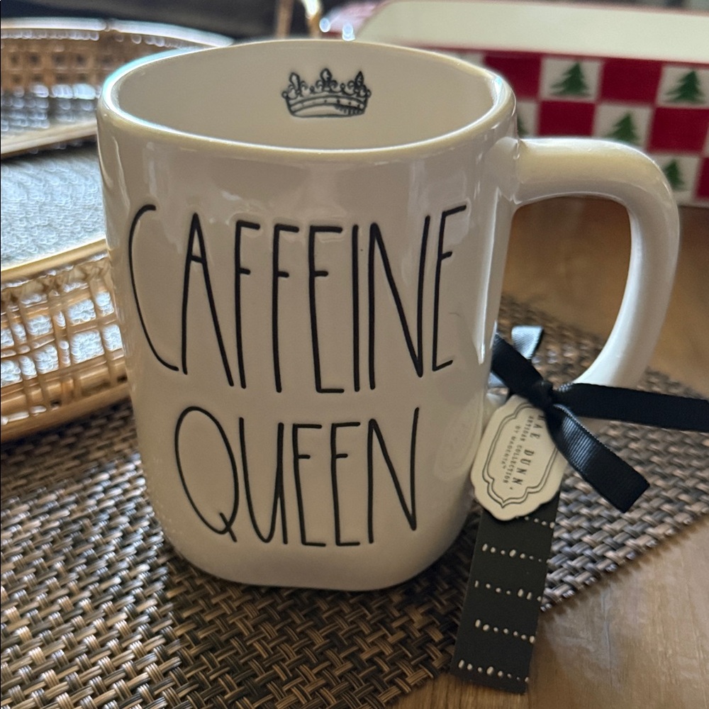Rae Dunn Caffeine Queen White Mug